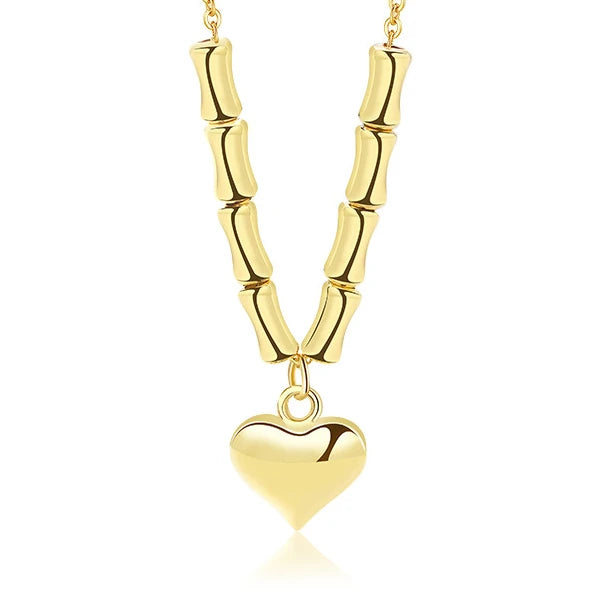 Laodun Women INS Fine S925 Necklace Classic Design Polished Heart Minimalist Sterling Sliver Pendant Necklace Vermeil