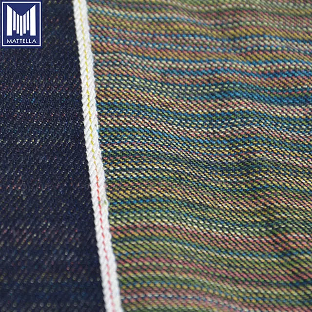 Beautiful Rainbow Colored Weft Dark Blue Indigo Candy Japanese Selvedge 100% Cotton Twill Shrink-Resistant Denim Fabric for