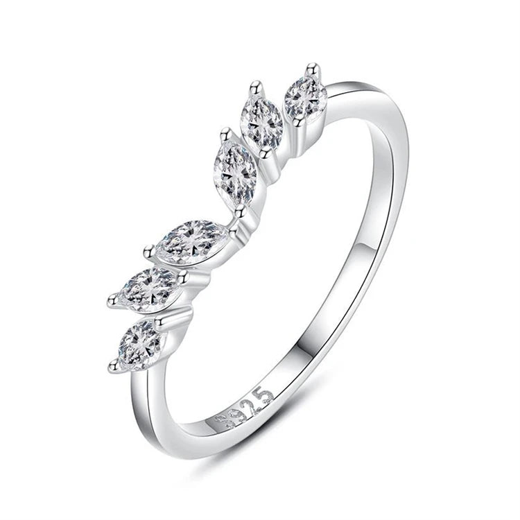 Simple Fashion CZ Diamond Thin Finger Stacking Ring 925 Sterling Silver Women Zircon Stone Ring