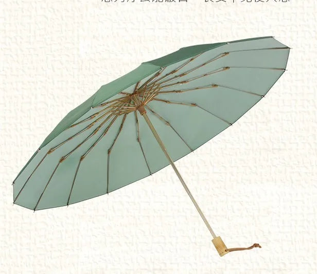 New Retro Style 16-Bone Umbrellas with One-stop Service Japanese Wooden Fancy Business Gifts Umbrella