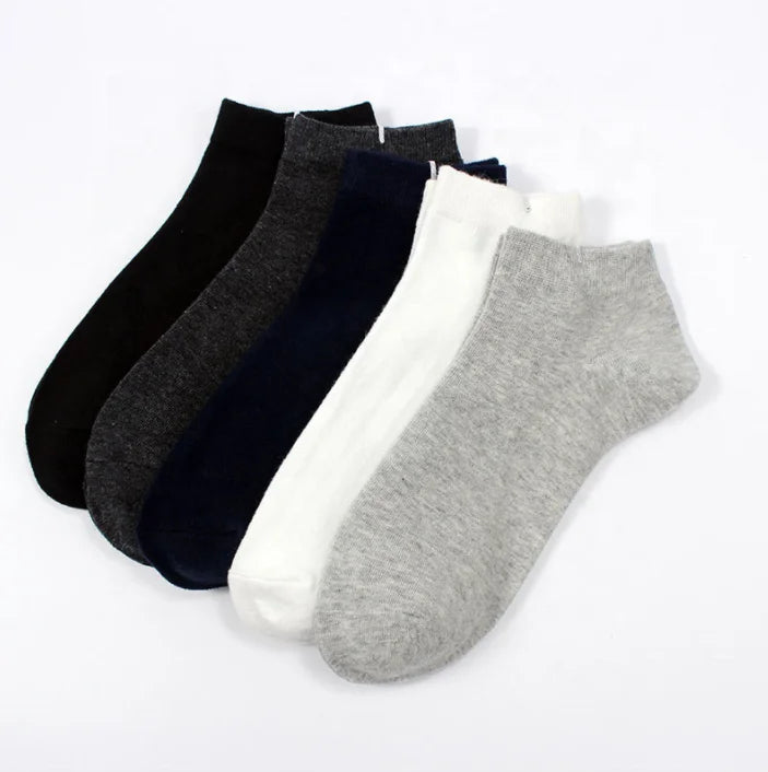 In Stock Men's Casual Ankle Socks Fashion Solid Color Breathable Summer No Show Cotton for Spring