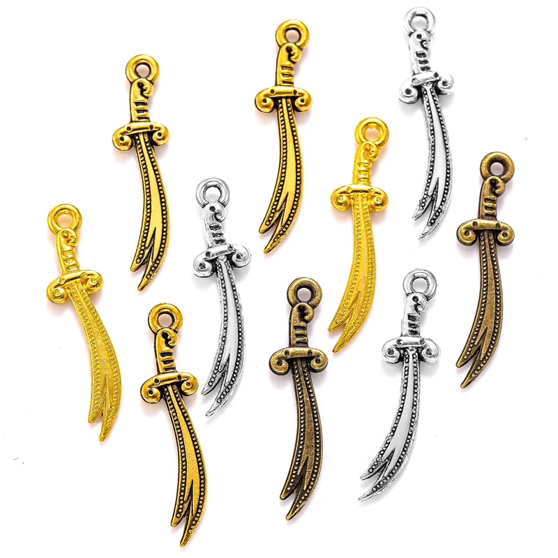 100pcs/bag Antique Silver Color Knife Charms Pendant for Jewelry Making Necklace Bracelet Accessories Findings 25*6mm M41