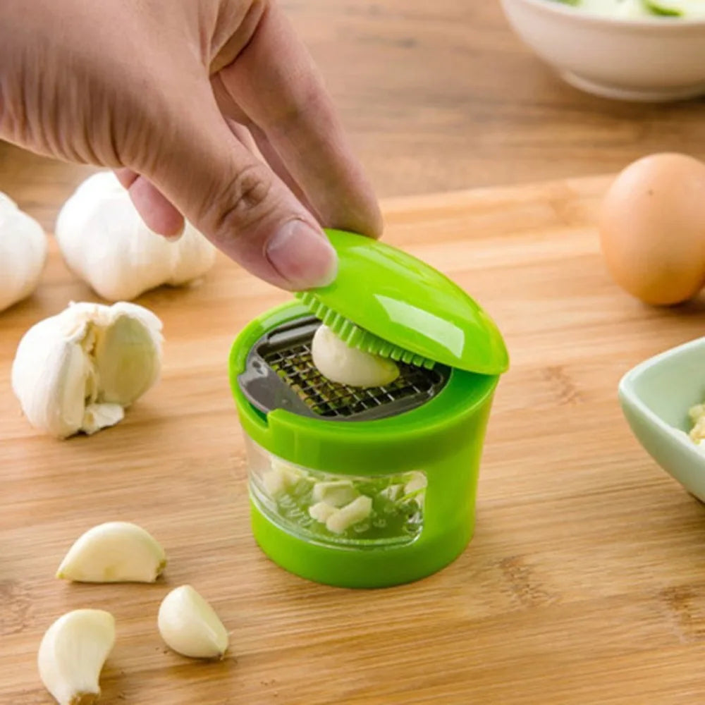 HelloWorld Kitchen Innovations Garlic Peel Garlic Press Crusher Mincer and Storage Container Garlic Chopper Kitchen Tool