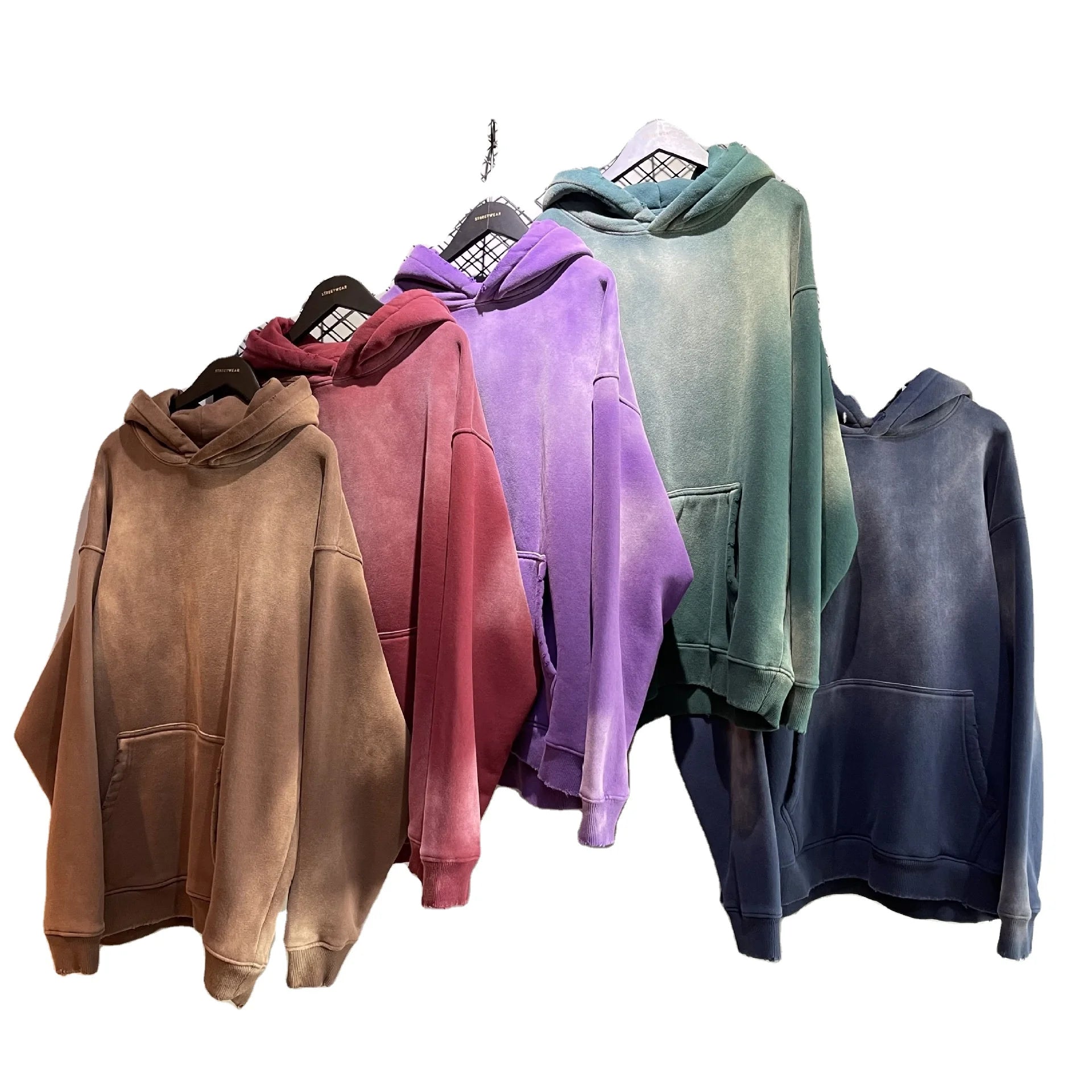 2025 Wholesale Hoodies Custom logo Vintage Plus Size Men's Hoodies & Sweatshirts 380gsm Washed Oversized Hoodie