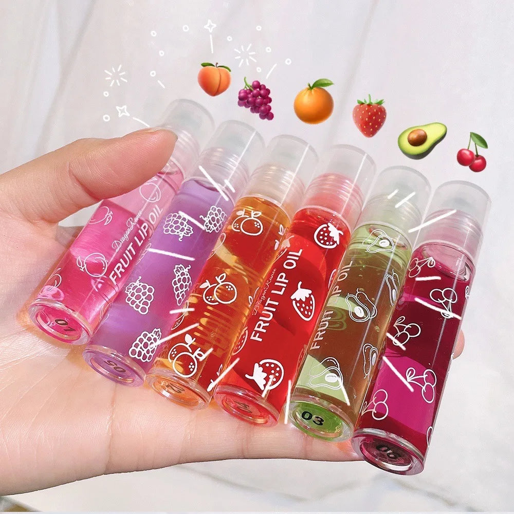 Private Label Organic Peach Avocado Extract Fruit Scents Clear Cute Lip Tint Gloss Roller High Shine Lip Liquid Balm Oil