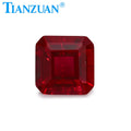 Lab Grown Ruby Pigeon Blood Red Color Square Shape Emerald Cut Synthetic Ruby with Inclusion Loose Gemstones
