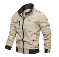 New Men's Casual Cotton Cargo Jacket Outdoor Sport Casual Plus Size Stand Collar Zipper Jacket Coat