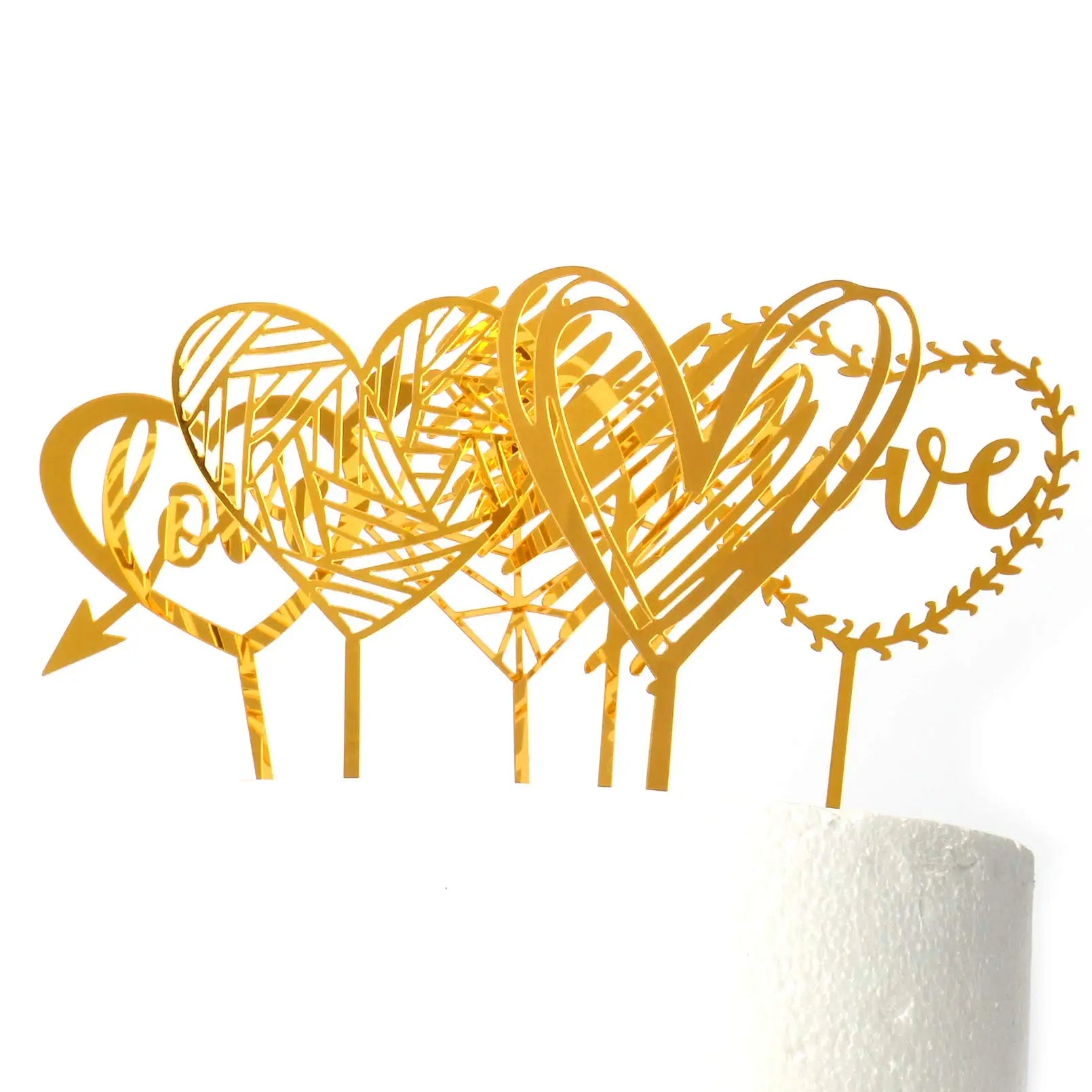 10pcs Acrylic  Love Heart Valentine's Day Cupcake Cake Toppers Engagement Party Decorations