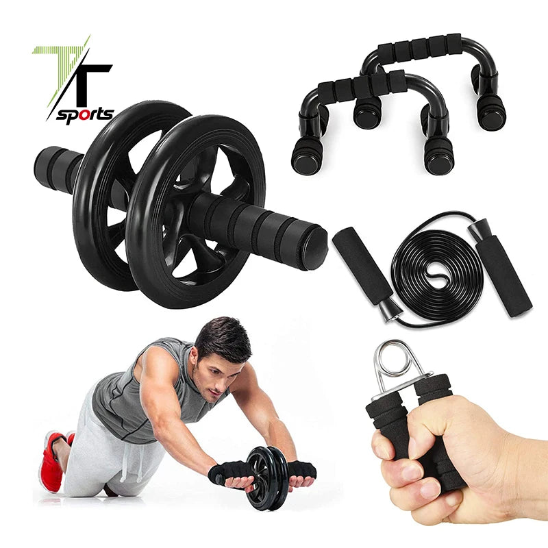 7pcs Ab Wheel Roller Kit Portable Equipment for Home Exercise Muscle Strength Exercise Equipment Sets