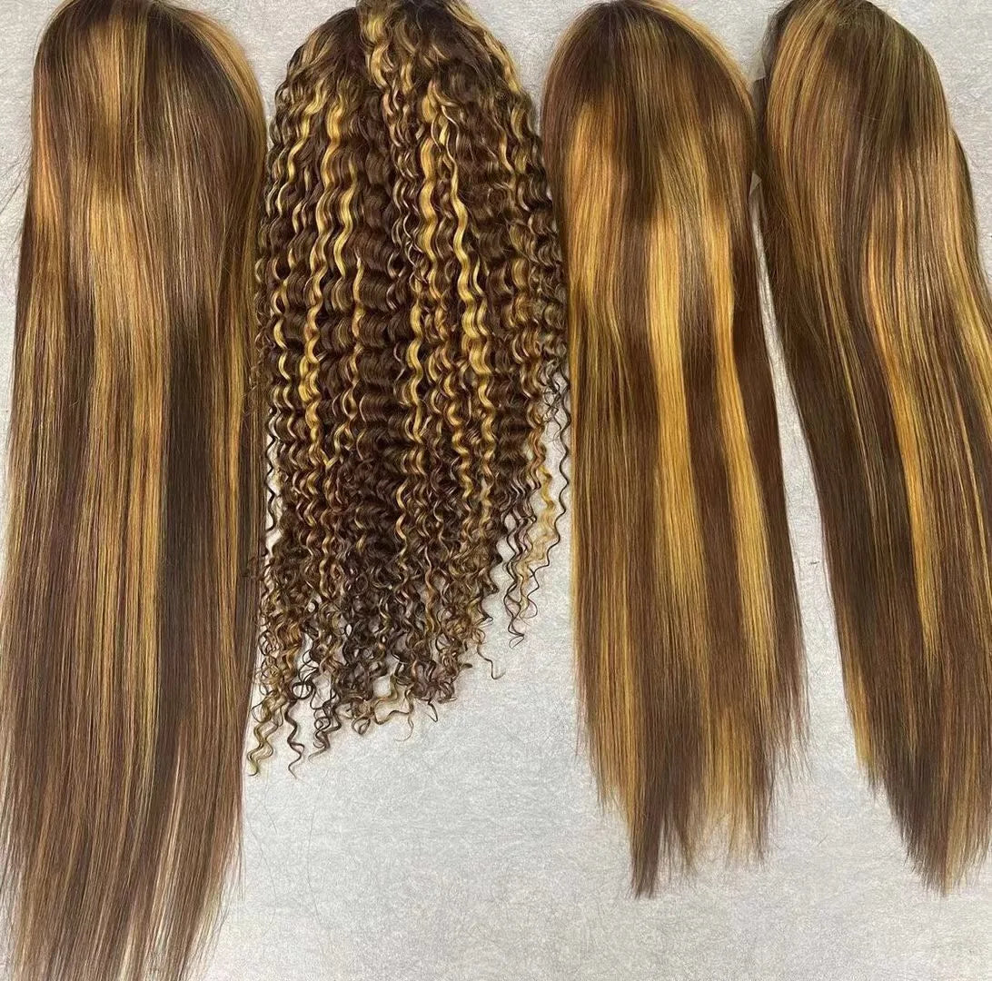 40Inch Glueless Full HD Lace Curly Wig Human Hair Lace Front Raw Vietnamese Brazilian Virgin Indian Hair Wig Highlight Color Wig