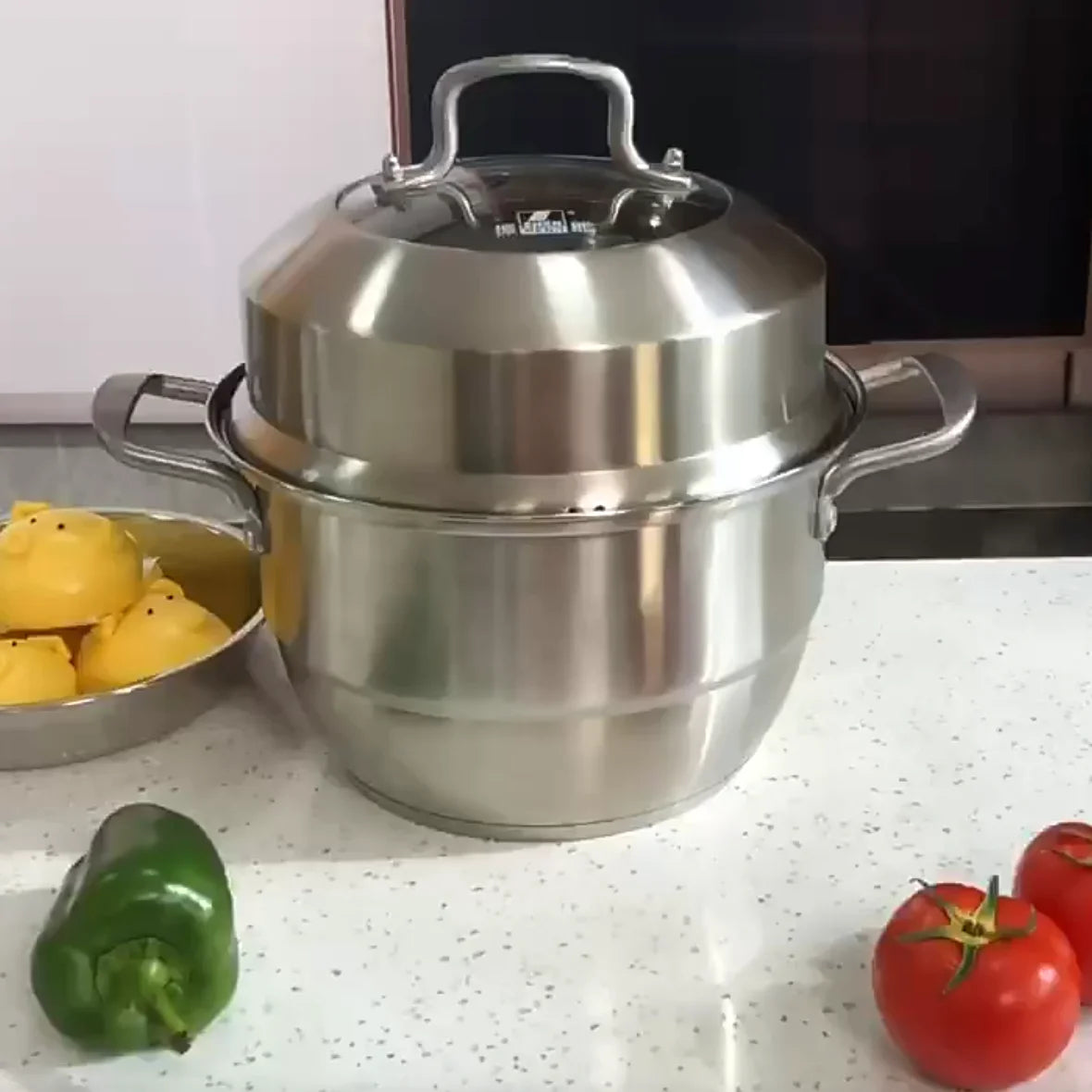 Zhenneng Durable Multifunctional Stainless Steel Food Steamer & Couscous Pot Detachable Grate 7L Capacity Gas Induction Ready