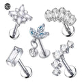 Gaby 16G ASTM F136 Titanium Piercing Lip Ring Internal Thread Moon Labret Ring Cartilage Earrings Body Jewelry  Piercing Jewelry