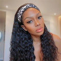 Factory Priced Virgin Brazilian Water Wave Human Hair Wig Long Non-Lace Front Wig with Headband for Black Women
