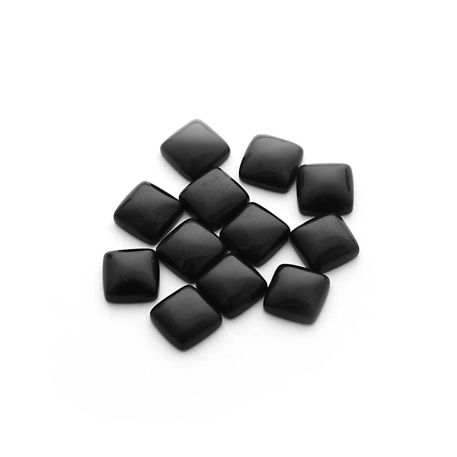 Wholesale Natural Stone Agate Factory-Polished Flat Smooth Black Square Onyx Cushion Cut Oval Black Agate Gemstone Loose