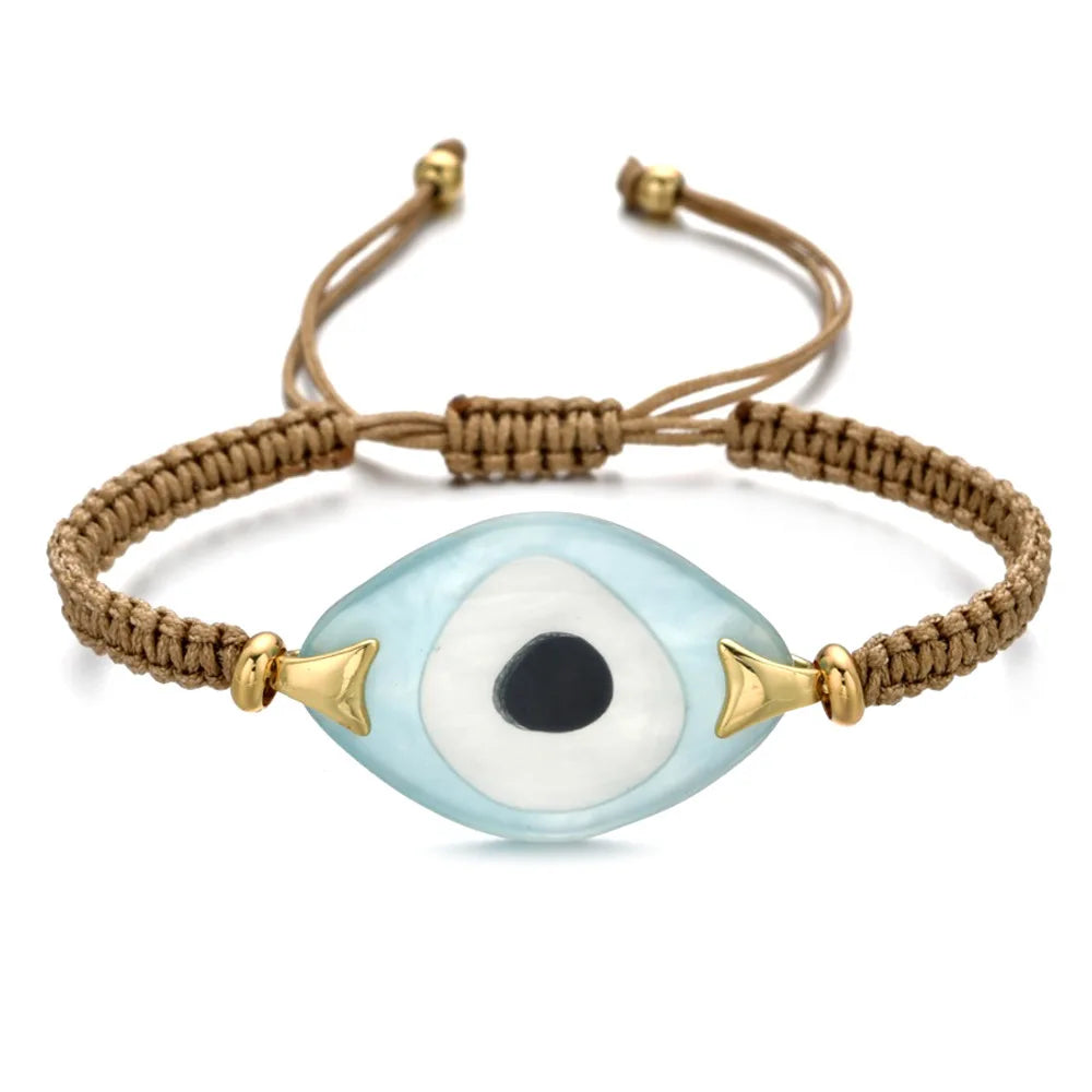 Wholesale Personalized Boho Handmade Braided Rope Resin Evil Eye Bracelet