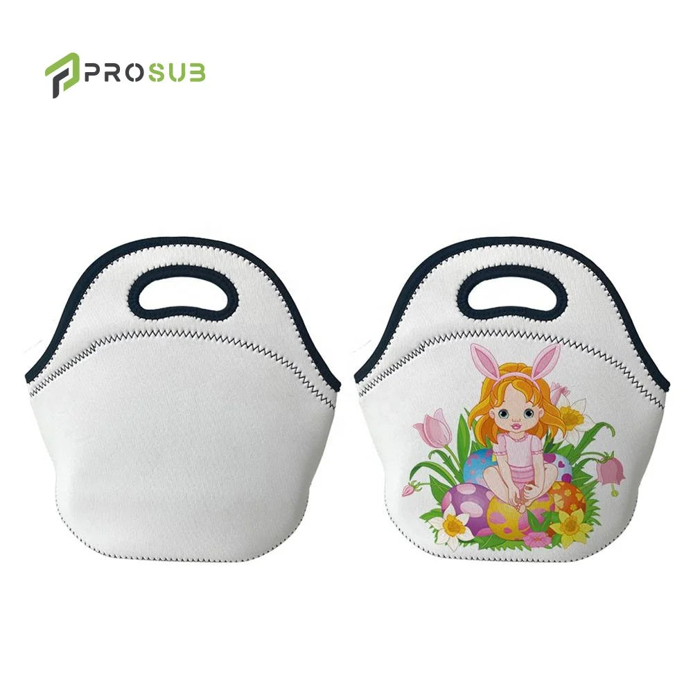 Prosub Wholesale Sublimation Neoprene Lunch Tote Bag Custom Print Blank Sublimation Insulated Lunch Bags Picnic Cooler Handbags