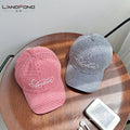 Landfond Embroidered Cotton-Linen Plaid Parent-Child Baseball Caps