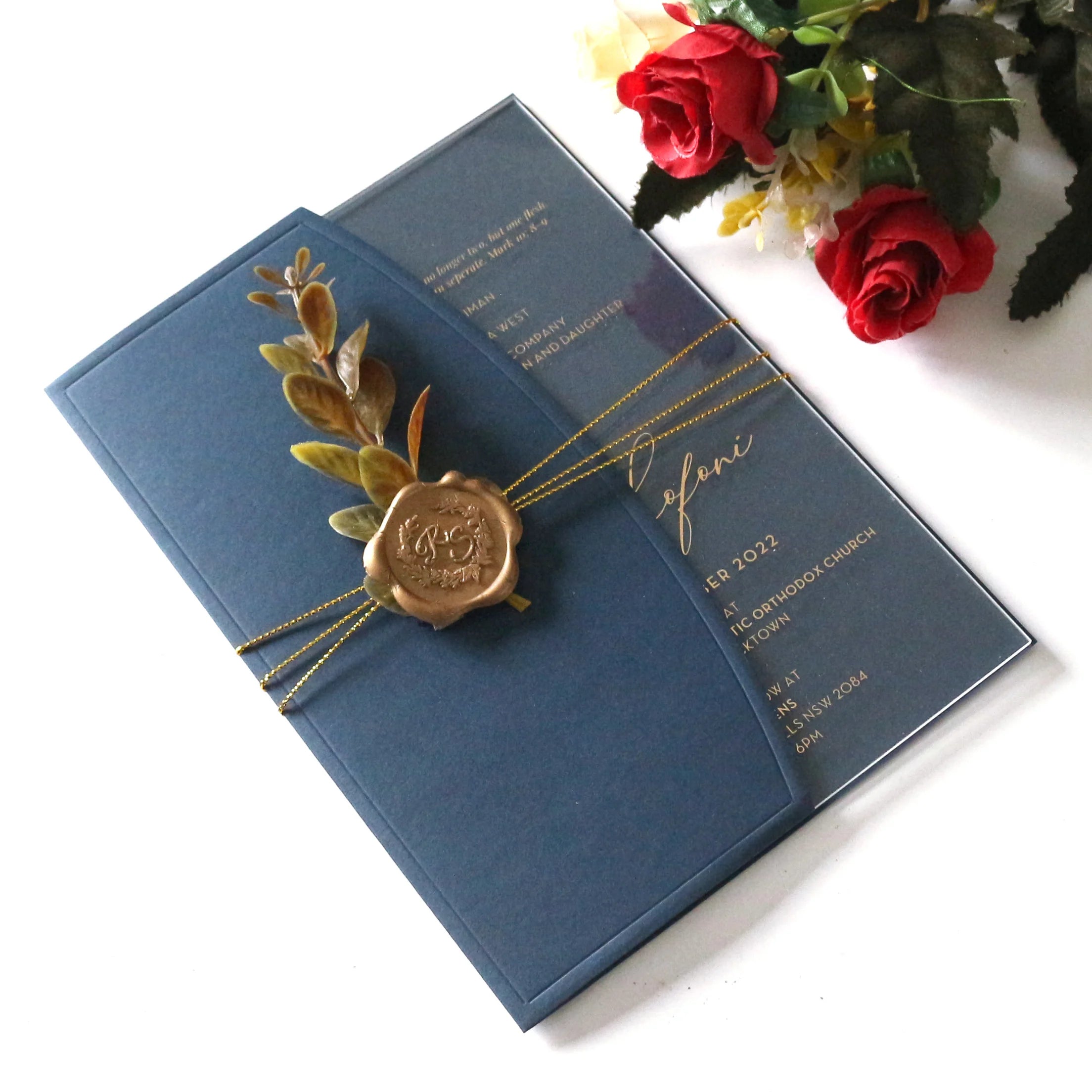 Custom Acrylic Invites Wedding Invitation Embossed Pocket Cover Acrylic Birthday Bridal Shower Invitations With Plants