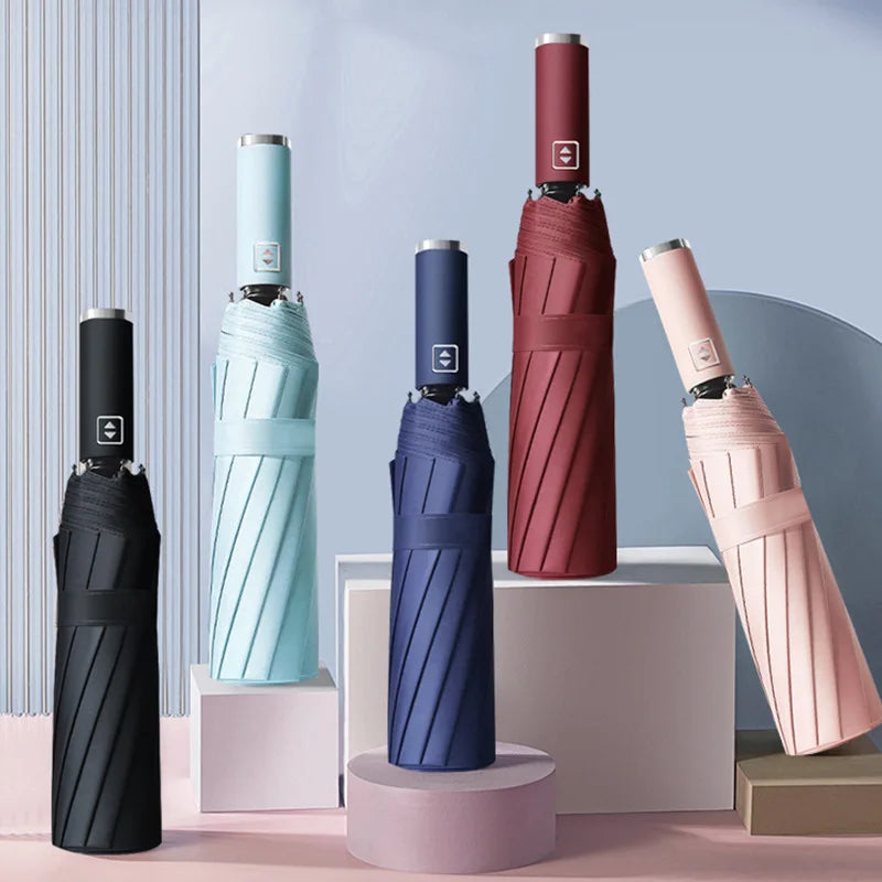Large Size 10 Ribs Multi Colors Custom Logo 3 Folding Umbrella Automatic Sun and Rain Umbrella