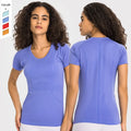 European American Thin Tall Sports Casual T -Shirts Female Running Fitness Round Neck Short Sleeve Yoga Top