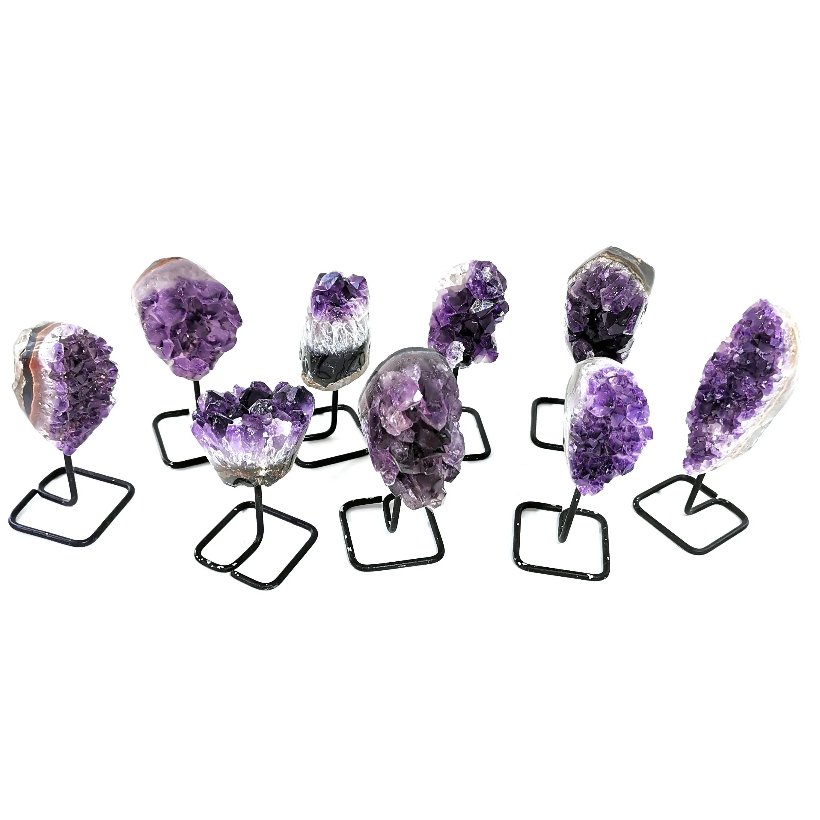 Wholesale Natural Hand Crafts Reiki Series Irregular Amethyst Cluster Crystal Carving for Home Decoration LJ