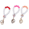 Cartoon Style Silicone Bead Keychain Teacher Nurse Gift Key Ring Holder with Wristlet Car Purse Backpack Bag Ornament