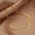 No Fade 18K Gold Plating Snake Chain Ankle  Stainless Steel Adjustable Double Layered Beaded Chain Anklet