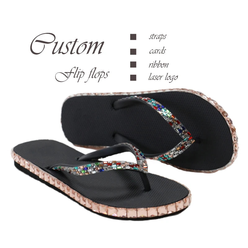 Summer Wedding Guest Gift Bulk Anti-Slip Flip Flops with Rhinestones Ciabatte Infradito Wedding Flip Flops