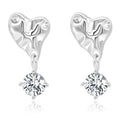 Brass Plated Unique Gold Irregular Heart Zircon Pendant Earrings for Women Gift Jewelry Custom