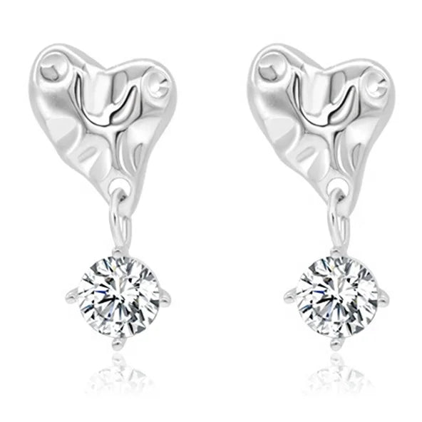 Brass Plated Unique Gold Irregular Heart Zircon Pendant Earrings for Women Gift Jewelry Custom