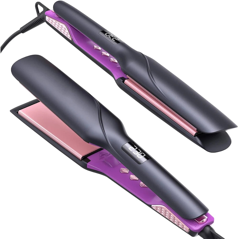Professional 1-3/4 Inch Argan Oil & Keratin Infused Ceramic Hair Straightener Iron LCD Display Electric Power Source