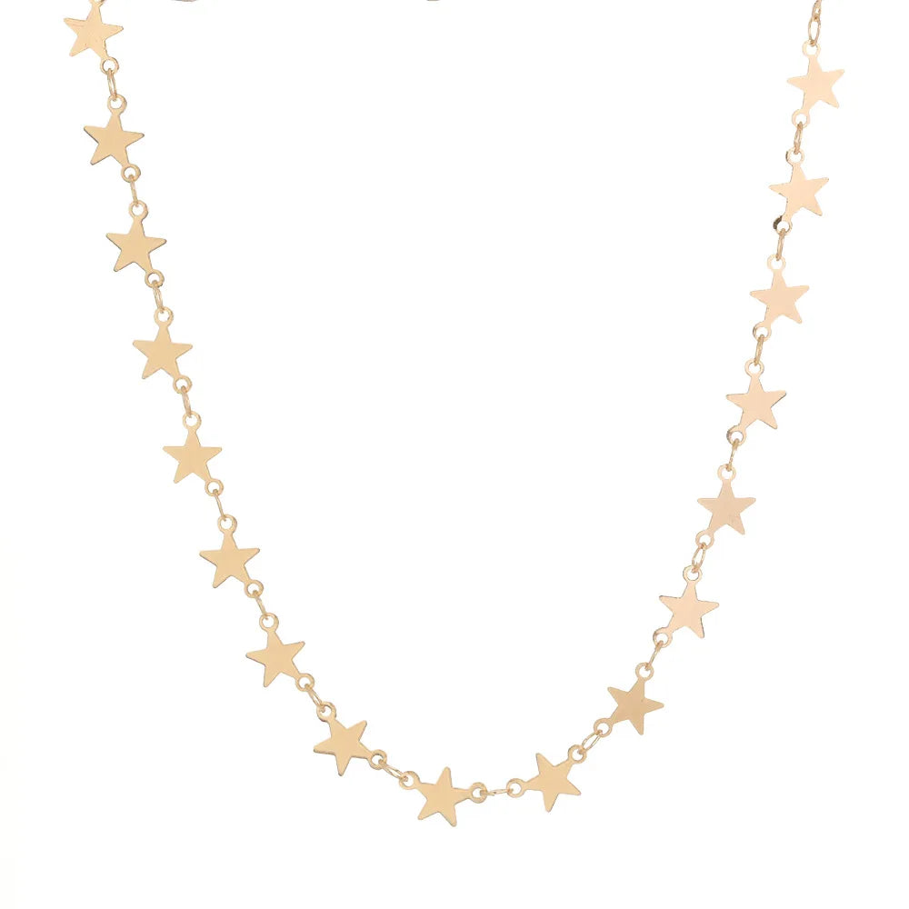 INS New Gold Star Choker Necklace From Outer Banks Sarah Cameron Necklace Star Chain Dainty Necklace Summer Beach Jewelry 2021