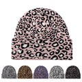 Warm Winter Women Soft Knitted Cuff Beanie Hat With Leopard Print Pattern