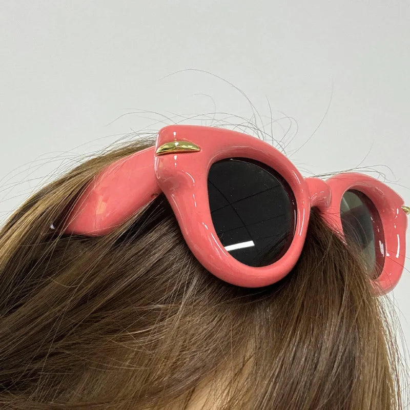 ShanHai European and American thick frame sunglasses trendy round glasses personalized large frame rice nail sunglasses