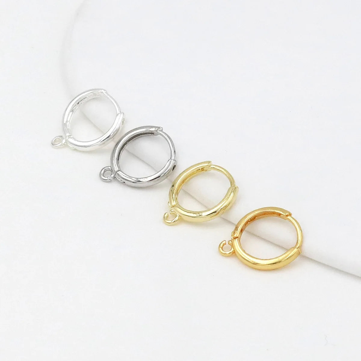 Simple Earrings Hook W/Loop 14k Gold 18k Gold Brass Round Hoop Earrings Finding for Pendant Earrings Making Fitting Ear Clasp