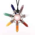 HZ Fashion Natural Crystal 7 Chakra Reiki Energy Pendant Rose Quartz Necklace for Women Man Charm Jewelry Jewelry