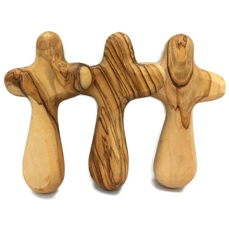 Wholesale 4" Eco-Friendly Olive Wood Cross for Religious Blessing Christian Easter Gift Comfort Holding Small Wooden Cross for