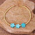 Simple Handmade Sea Sediment Jasper Star Beads Bracelets Minimalist Gold Adjustable Gemstone Bracelet Women Jewelry Dropship