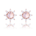 Fulsun Simple Fashion Jewelry S925 Sterling Silver Rose Gold Plated Cz Zircon Moonstone Stud Earring for Women