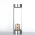 2022 Customized Gemstone Quartz 550ml Elixir Crystal High Borosilicate Glass Water Bottle for Travel