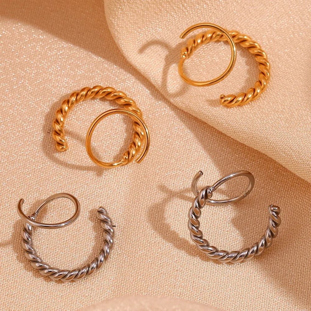 Twisted Winding Stud Earrings for Women 18k Gold Plated Stainless Steel Jewelry Women's Accessories Fashion Jewelry Earrings