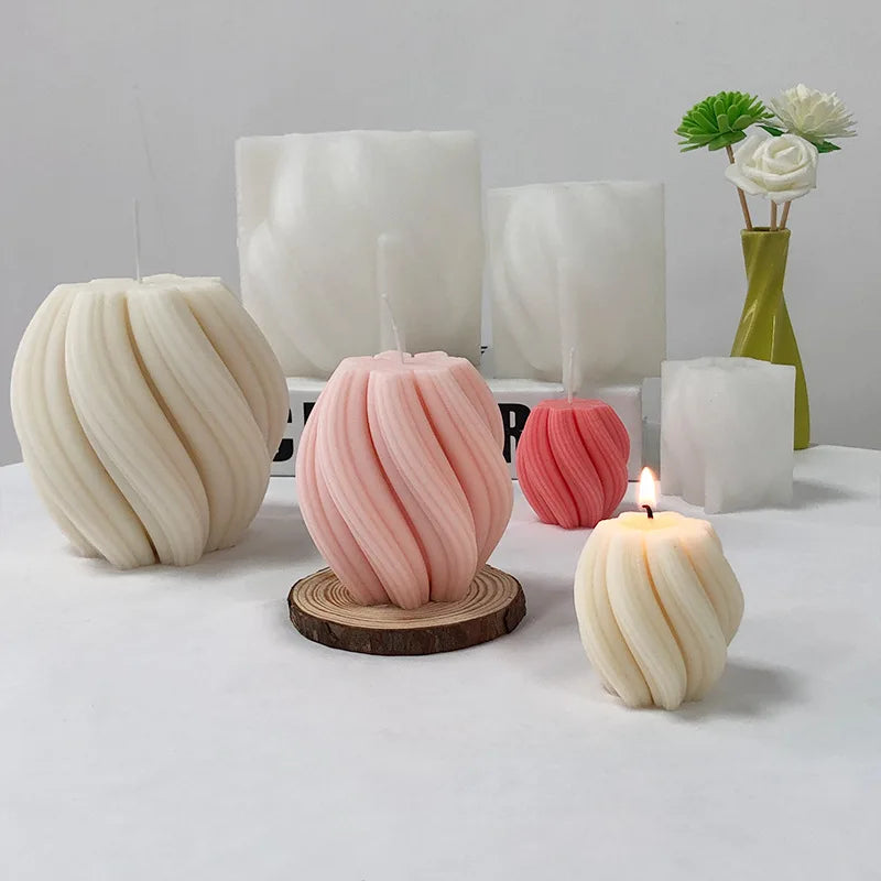 3D Morning Glory Flower Design Candle Mold Swirl Sculpture Pillar Candle Soap Silicone Mold for Making Candle