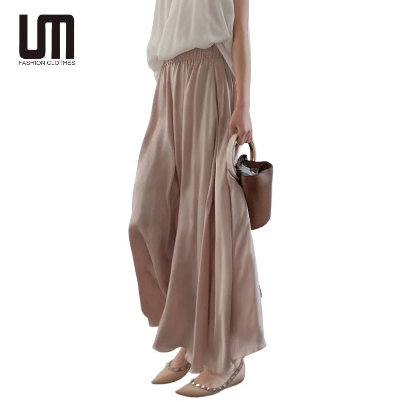 Cheap Customized Korean Fashion Summer Elegant Lightweight Wide Bell Bottoms High Waist Casual Pants for Ladies