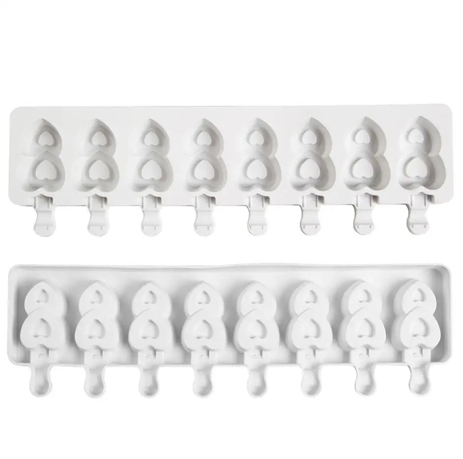 8 Hole Silicone Ice Cream Mold Heart Shaped Gourd String Ice Pop Mould DIY Popsicle Molds Pudding Dessert Moulds Tray
