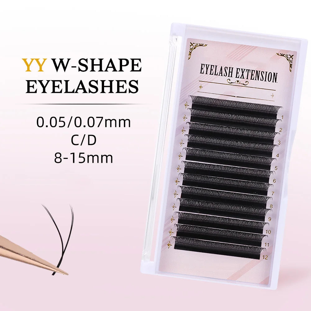 Hot Selling YY W 3D 4D 5D 6D Eyelash Extensions D Curl Clusters Vendor Natural Lash Strip Extension Wholesale Synthetic Fiber