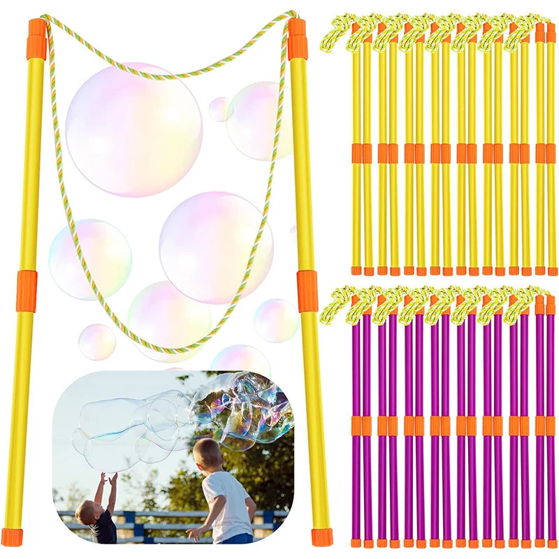 Customized Summer Outdoor Fun 2 Big Large Bubble Wand Set Giant Bubble Wands Rope Kits for Kids