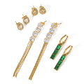 Latest Stainless Steel 18K Gold Plated Colorful Luxury Natural Rhinestones CZ Cubic Zircon Drop Earrings for Women
