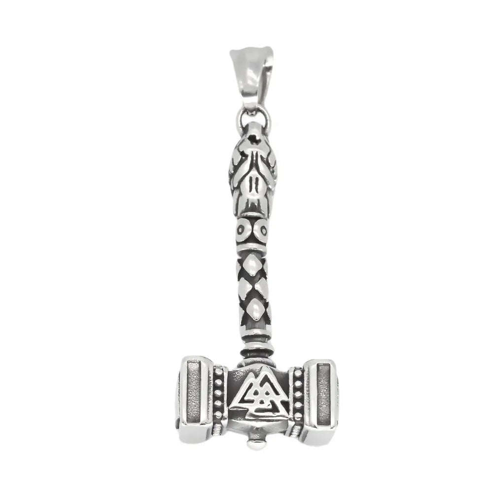 Viking Jewelry Stainless Steel Nordic Viking Thor's Hammer Mjolnir Pendant Men's Necklace
