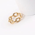 Women Trendy 18K Gold Plated Stainless Steel Huge Big Punk Chain Ring