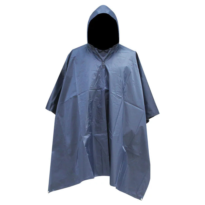 Olive Green Square Waterproof Windproof Rain Ponchos Multi-Function Oxford Cloth for Girls for Hiking Camping Tours